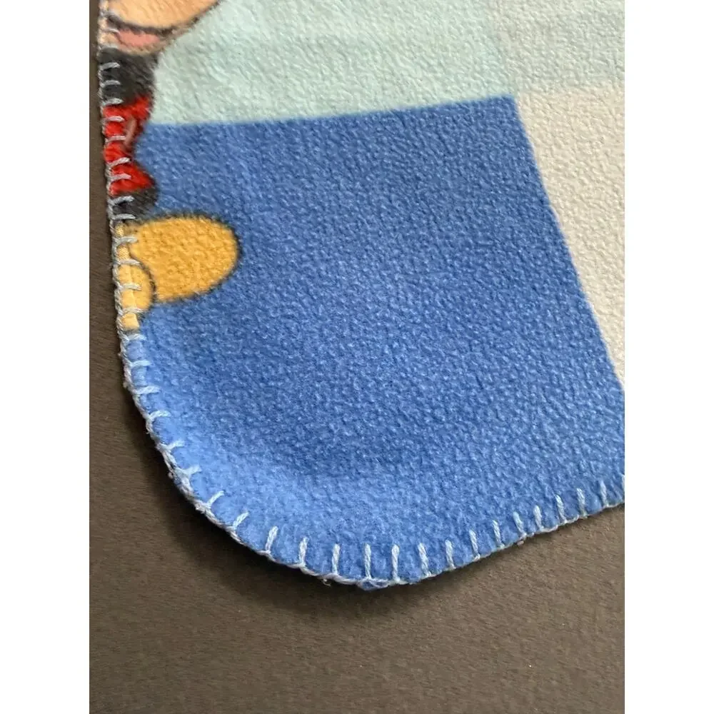 Vintage Disney Mickey Mouse Baby Receiving Blanket Blue Fleece Cudlie 30x36